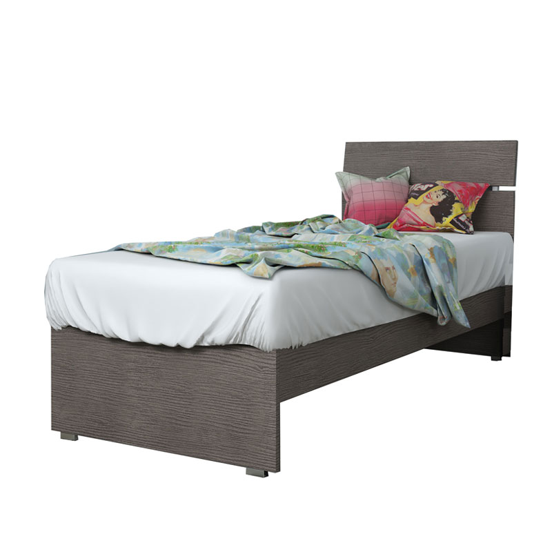 dettagli su letto singolo in legno nobilitato per camera colore larice grigio cm 200x85xh 98
