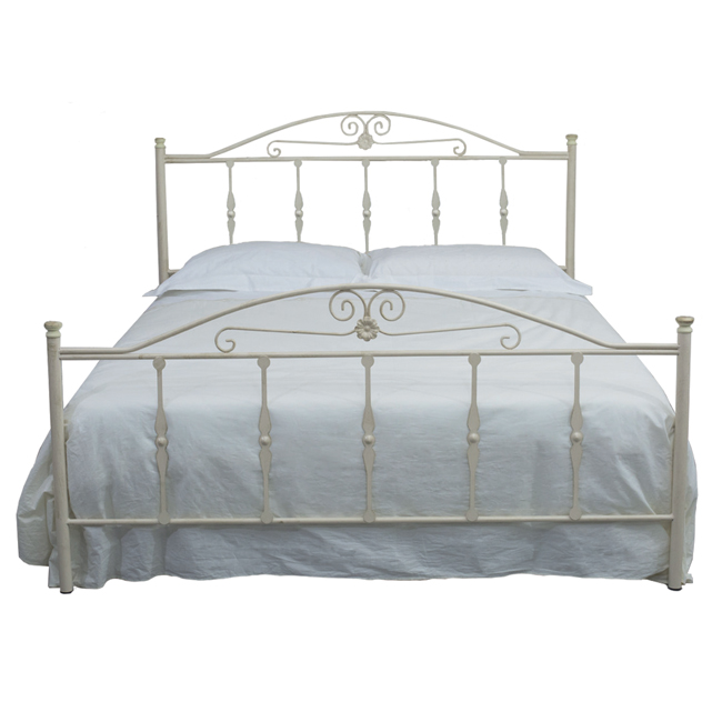 letto una piazza e mezza in ferro battuto colore avorio 132x203xh 119 cm a10559